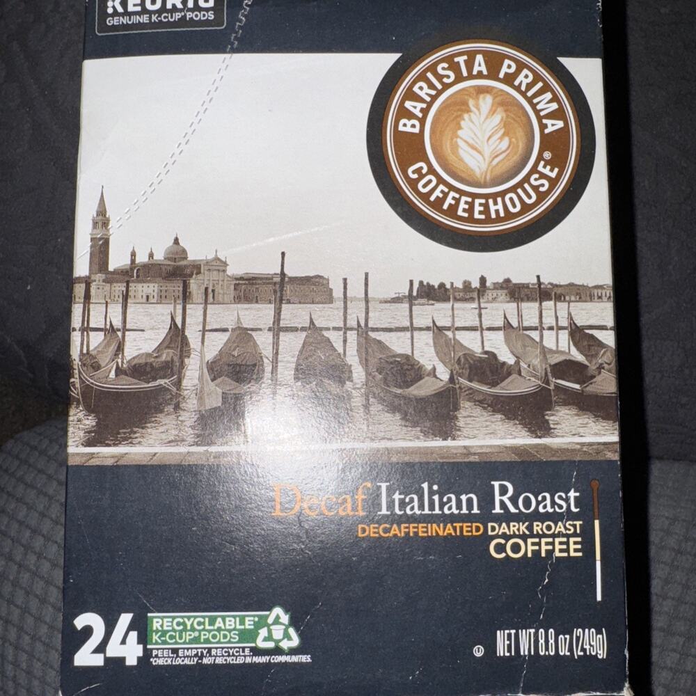 Barista Prima Italian Roast Decaf Coffee Dark Roast Keurig K-Cup Pods 24 Cups